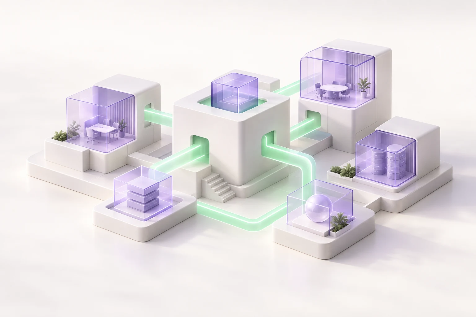 Bespoke modular pieces connected into one coherent structure