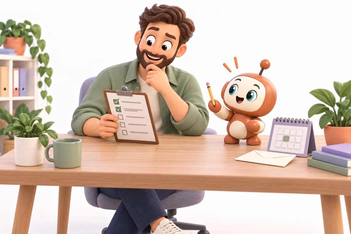 Now what? There is a list. Illustrated with Jake, a bearded business owner in a green overshirt.
