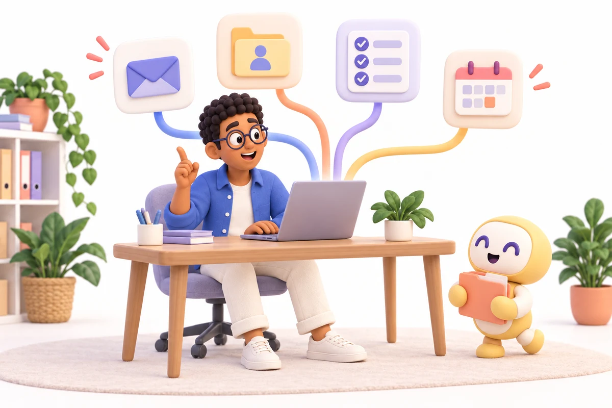 Ben connects email, customer records, tasks and a calendar