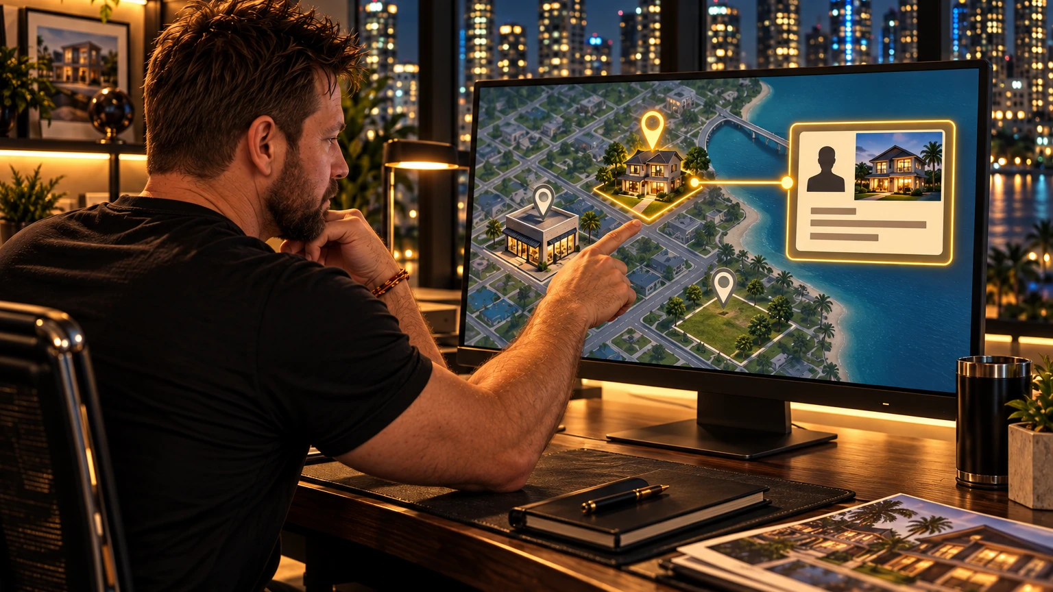 A property map feeds organized prospect cards