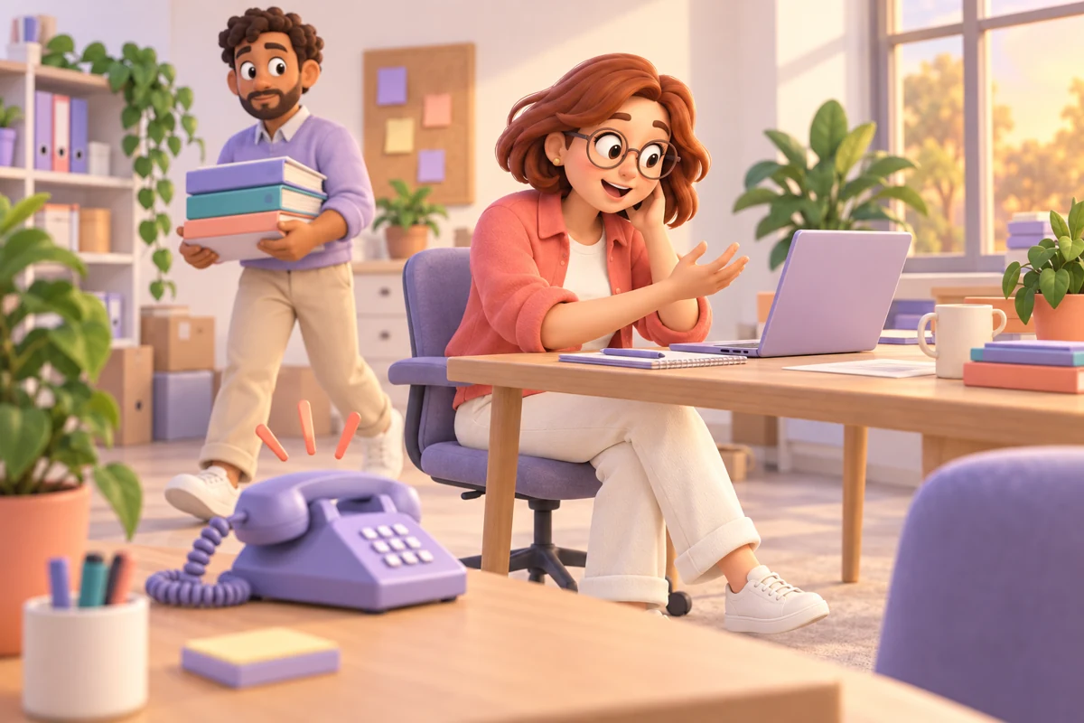 Sarah and her team are busy while the telephone rings