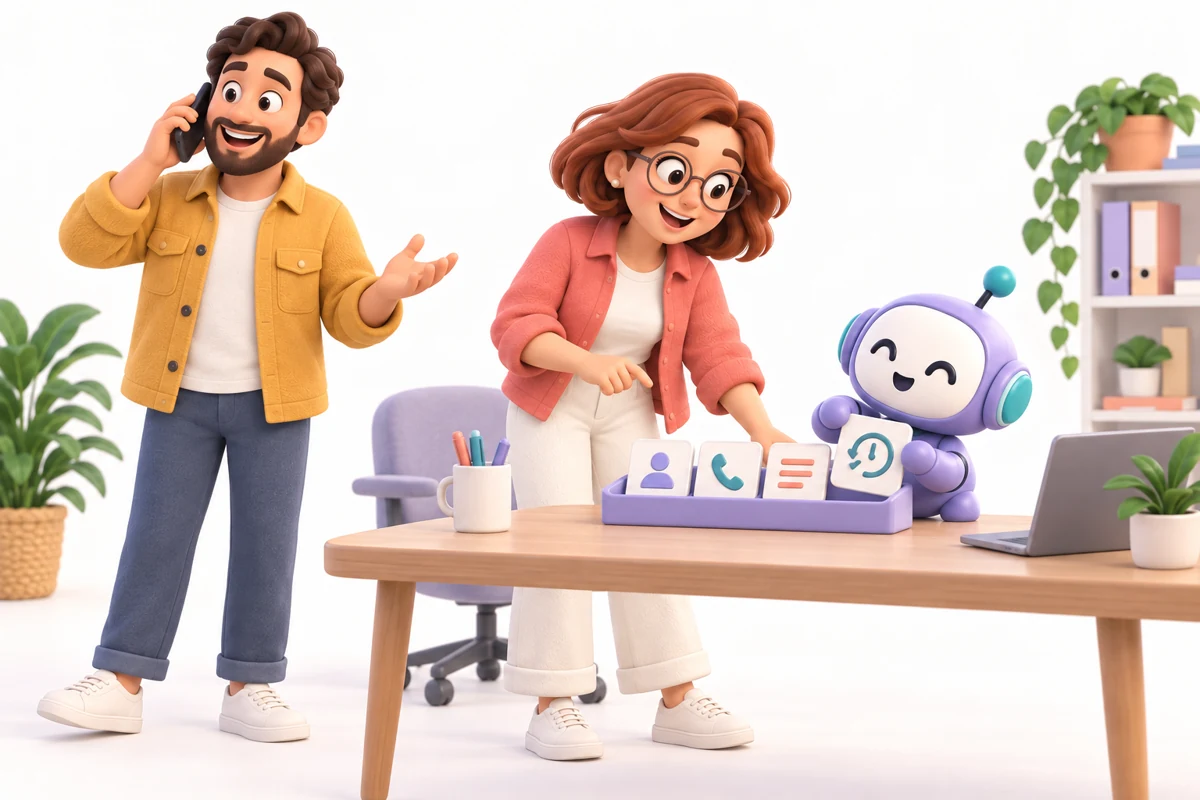 The voice helper organizes customer details and a callback request.